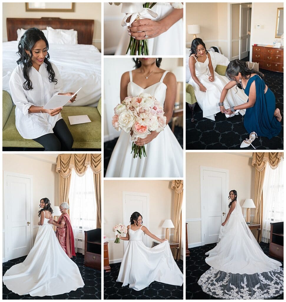 A bride getting ready at The Drake Hotel in Chcago.