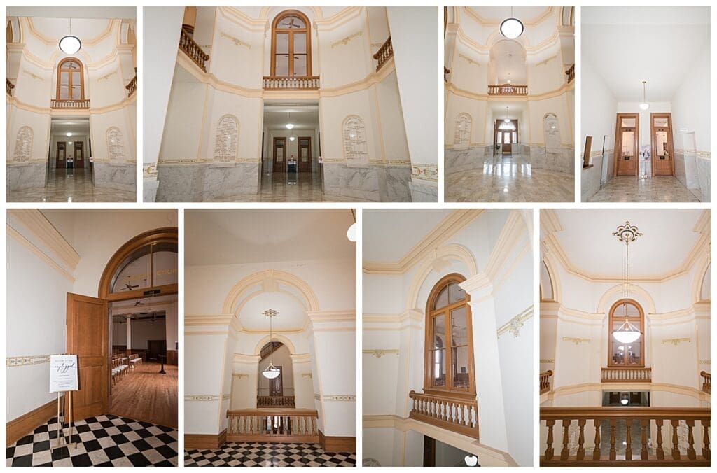 Architectural details at The Grand Crown Point Courthouse wedding venue