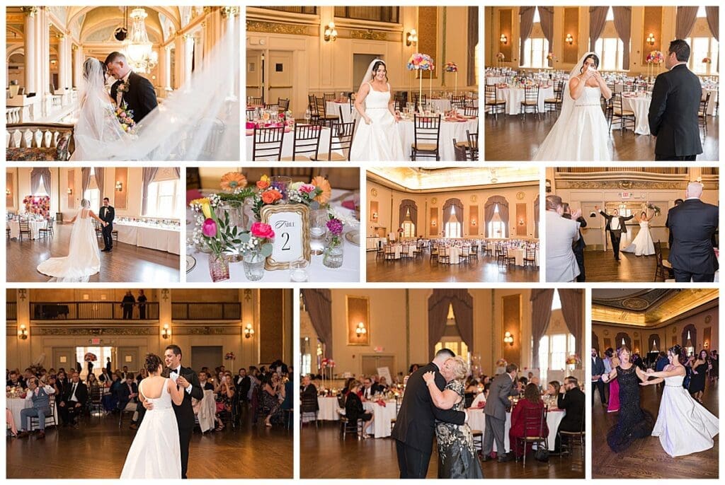 a collection of images at a wedding at the Morris Performing Arts Center