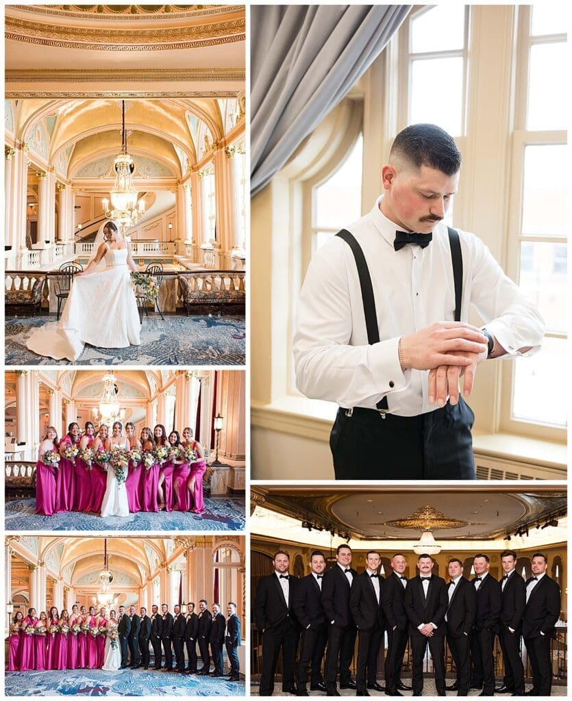 Bride, Groom, and Bridal Party getting ready at a Morris Performing Arts Wedding