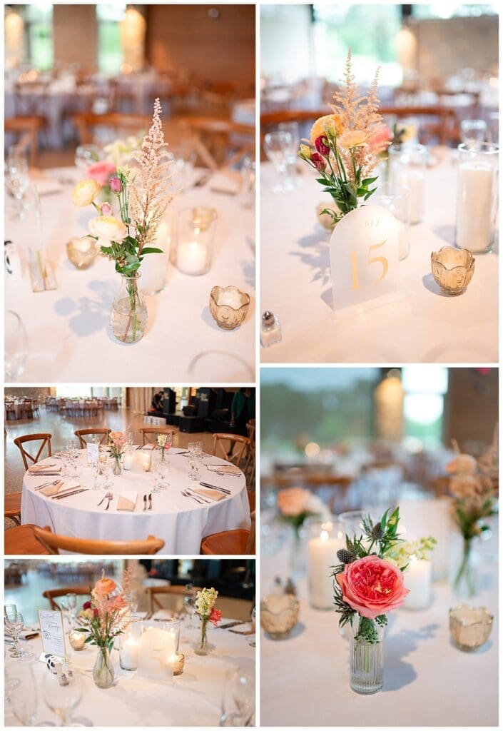 Centerpiece details at a Morton Arboretum Wedding.
