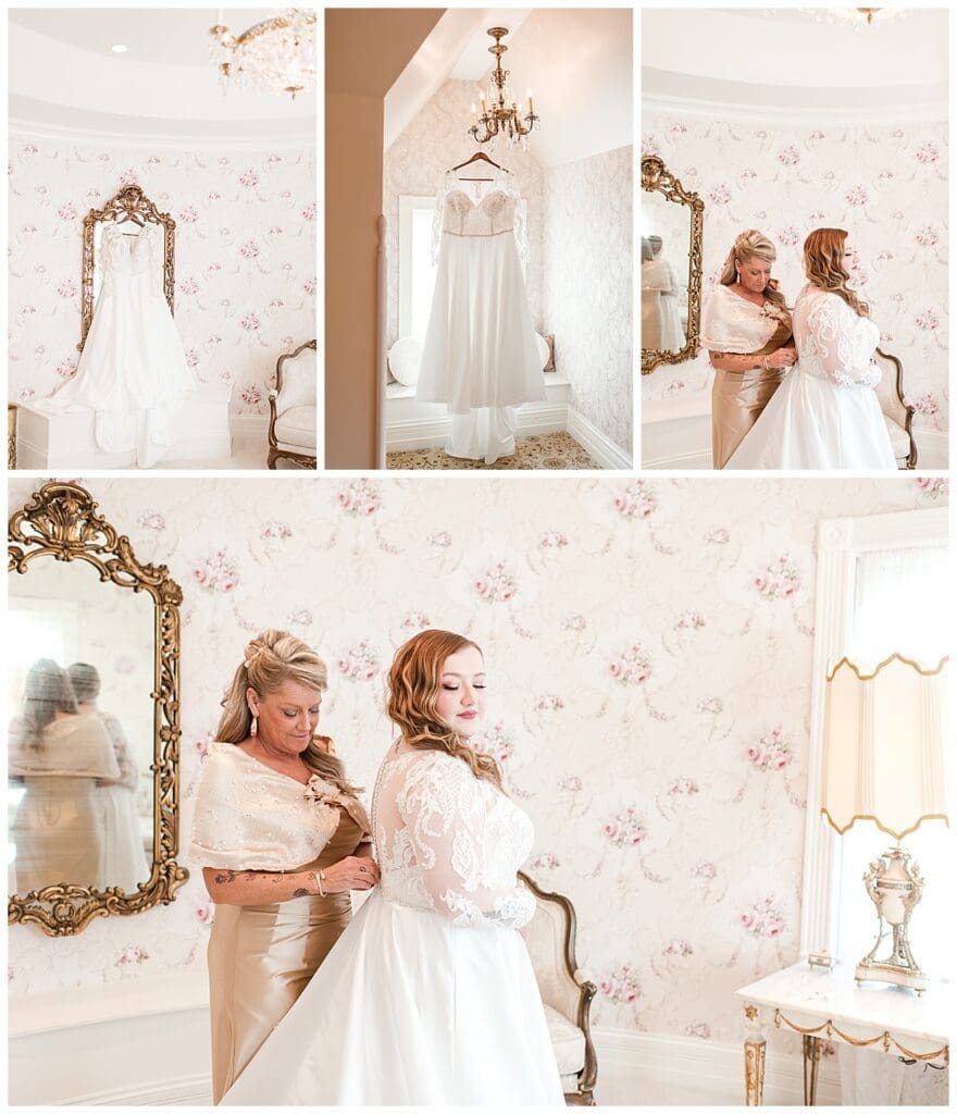 Bride getting ready at The Patrick Haley Mansion