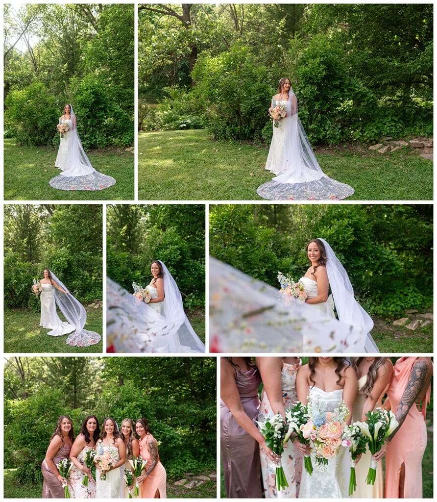 Bridal party portraits at Gabis Arboretum.
