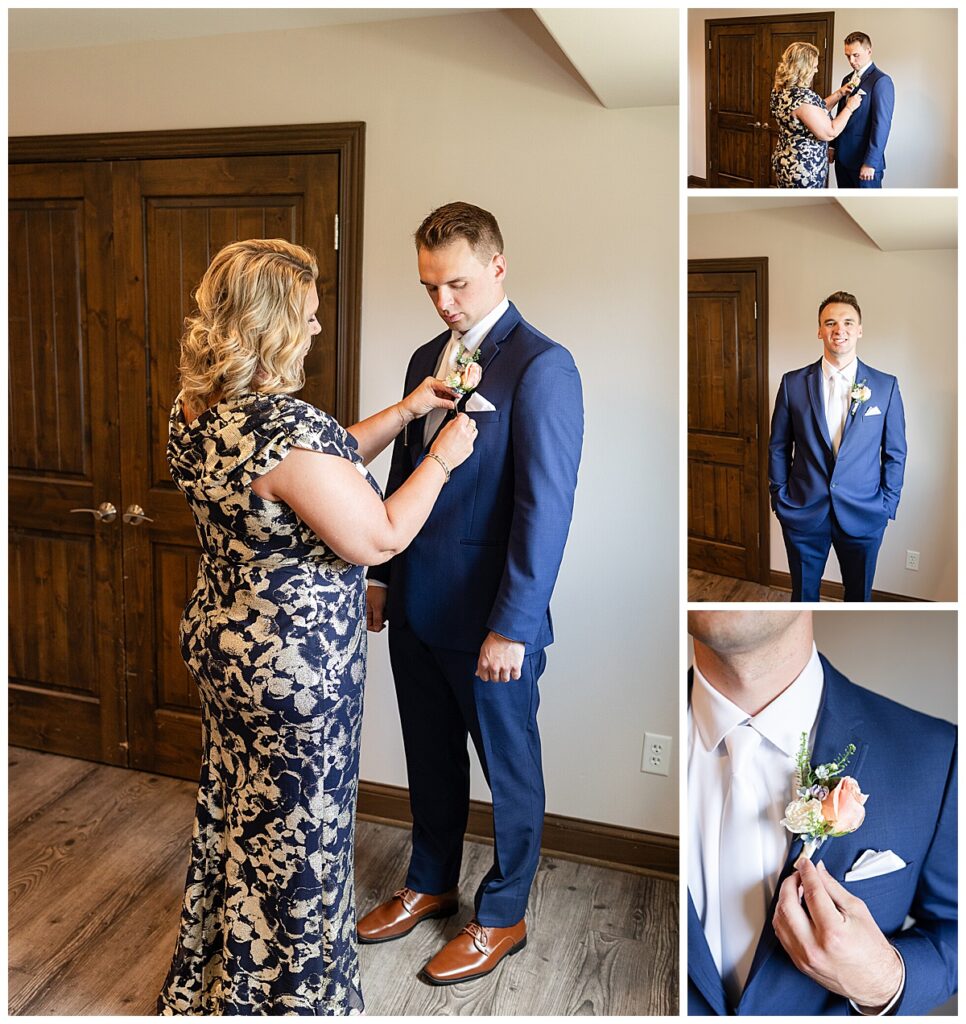 Mom helping groom get ready at St John the Evangelist