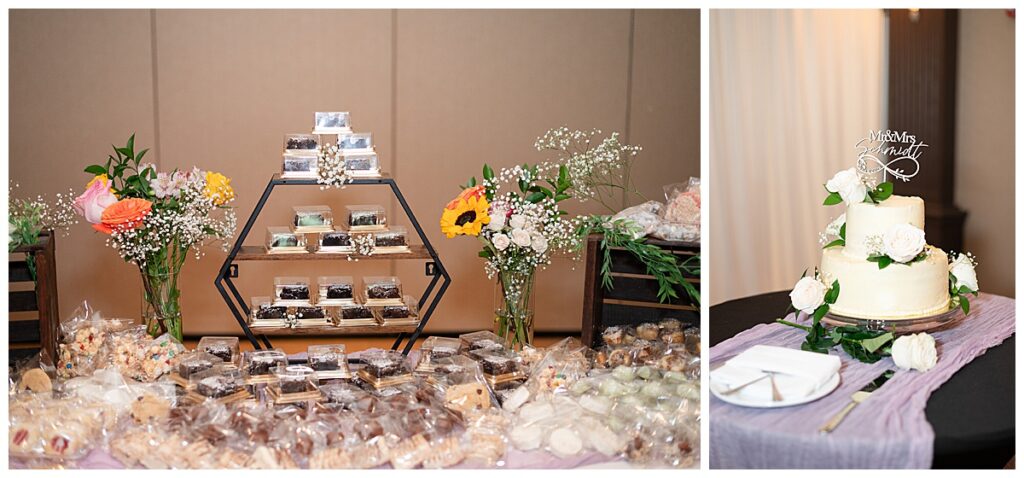 Reception details at the Halls of St. George