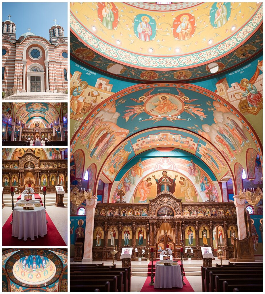 Wedding ceremony inside St. Elijah Serbian Orthodox Cathedral Indiana