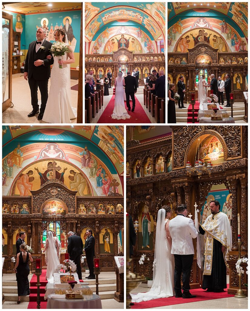 Wedding ceremony inside St. Elijah Serbian Orthodox Cathedral Indiana