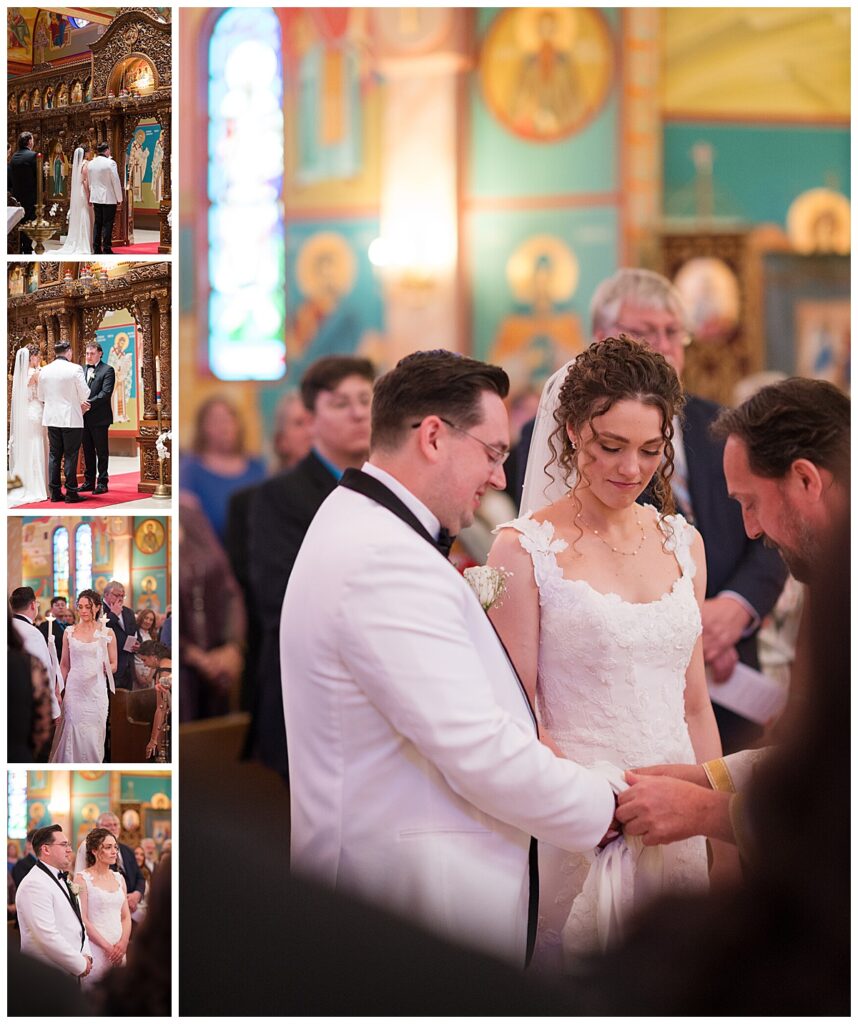 Wedding ceremony inside St. Elijah Serbian Orthodox Cathedral Indiana
