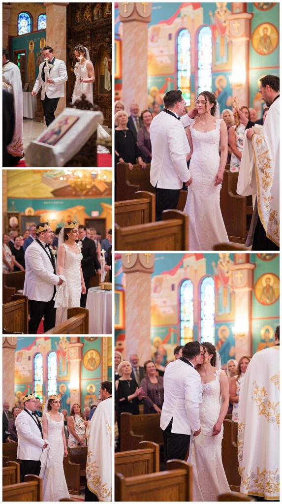 Wedding ceremony inside St. Elijah Serbian Orthodox Cathedral Indiana